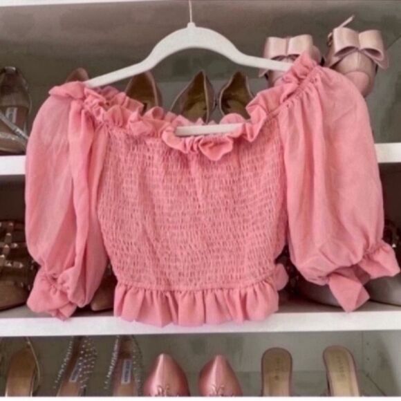 Off The Shoulder Frill Trim Flounce Sleeve Top - Picture 10 of 10